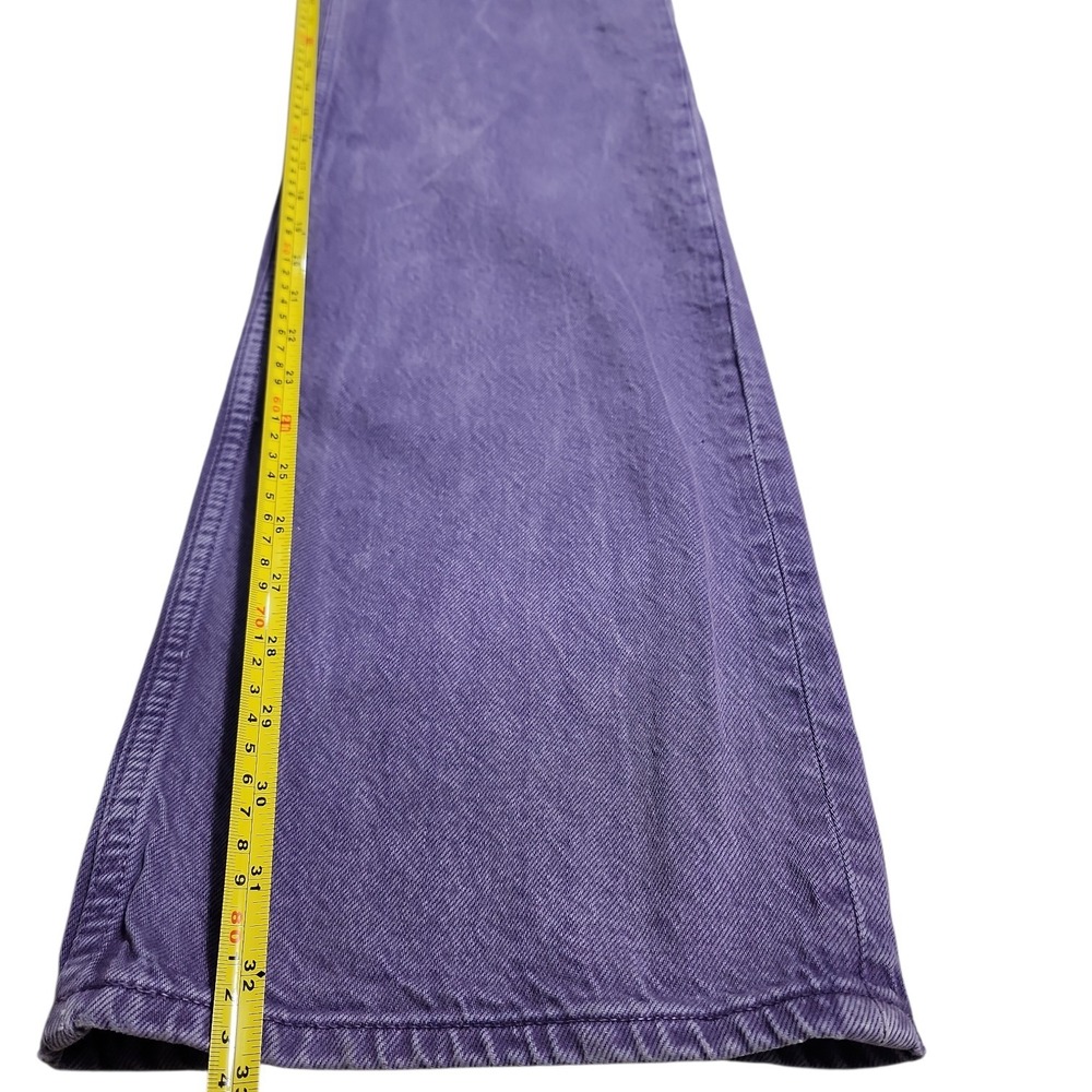 ZARA Purple High Waisted Wide Leg Jeans USA 2 Retro Colorful Denim Pants Boho - Picture 6 of 12